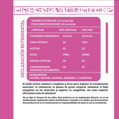 Óxido Nítrico Hathor Pre Entreno 500g 100 Servicios Sabores Mango