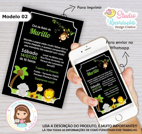 Imagem 1 de 3 de Convite Digital Chá De Bebê Ou Fralda Safari Aventura