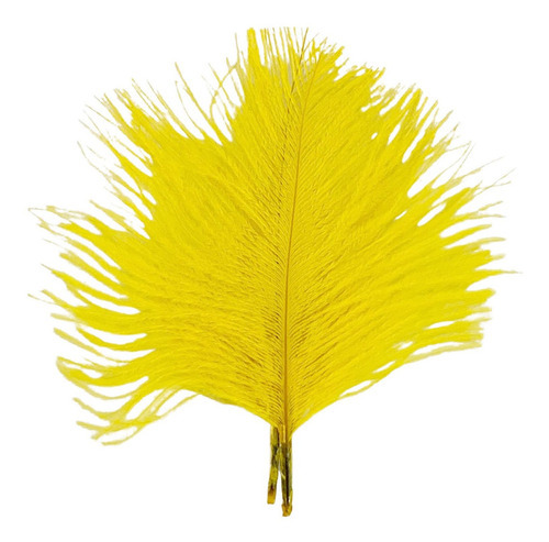 Pluma De Avestruz Confete 5 A 12 Cm Carnaval Artesanato 009 Cor Amarelo Canário