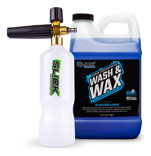 Slick Products Wash Wax (64 Onzas) + Cañon Espuma Para Super
