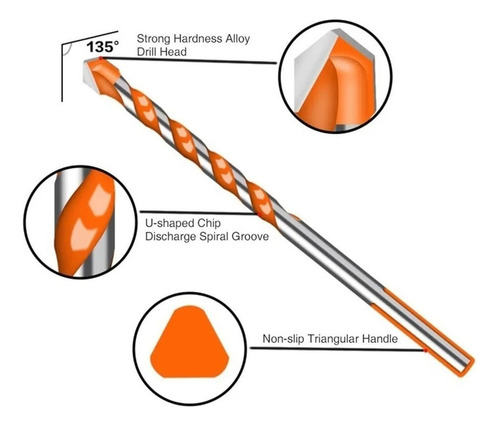 Z Broca De Torção Triangular Multifuncional Fura Tudo 5mm
