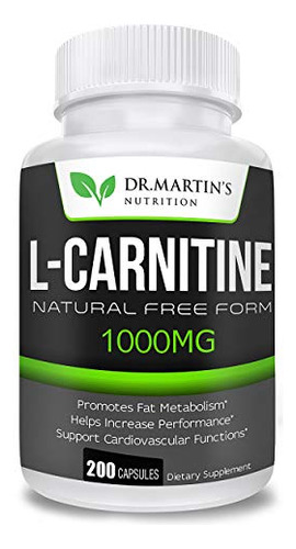 Extra Strength L-carnitina - 200 Capsulas - 1000 Mg Por Porc