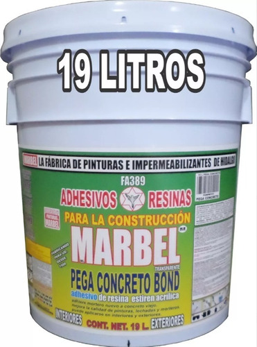 Pega Concreto Marbel Bond Por Cubeta 19 Litros