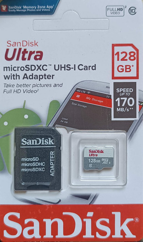 Cartão Memória Micro Sd Sandisk 128gb Classe 10 Ultra 170MB/S