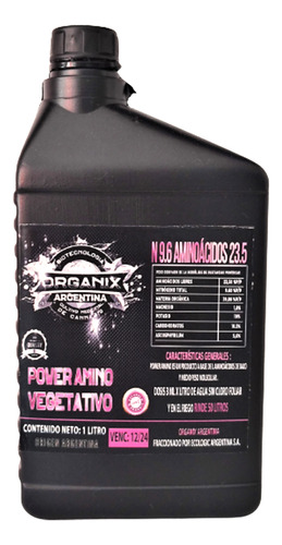 Fertilizante Organico Power Amino Por 1 Litro Organix 