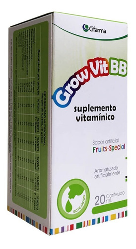 Grow Vit Bb 20ml Solução Sabor Fruits Special