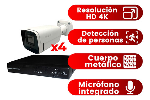 Kit Cctv Vigilancia Seguridad 4 Cámaras Ip Video Hd 4k Nvr