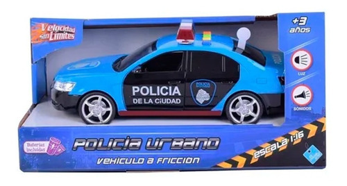 Auto Policía Urbano A Fricción C/luz Y Sonido 6473 E. Full