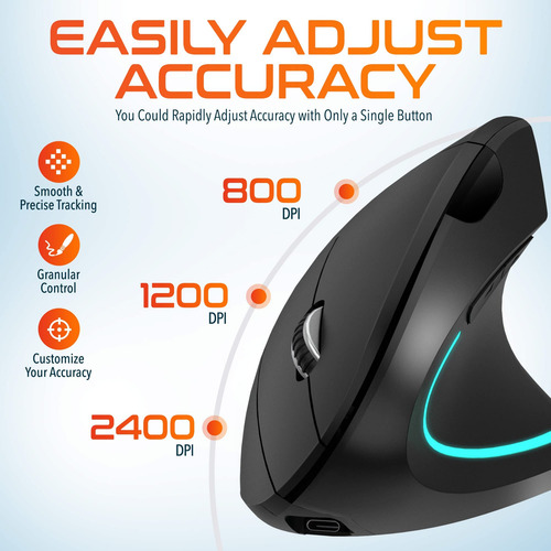 2.4g Ratón Vertical Inalámbrico Ergonómico Esport Recargable