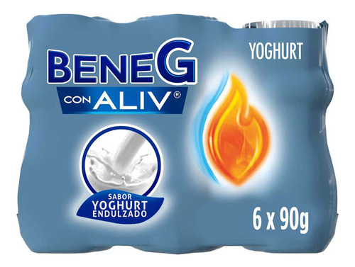 Yoghurt Natural Benegastro Con Aliv 6 Piezas De 90g