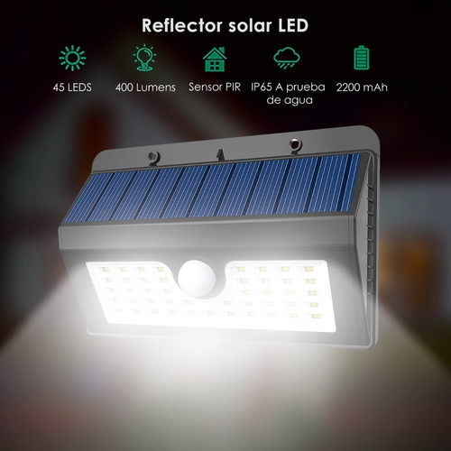 Imagen 3 de 6 de Reflector Lampara Solar Led Solarshine Luz Exterior 45 Leds