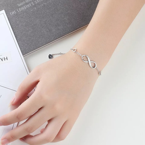 Imagen 7 de 7 de Pulsera Infinito Corazón Plata 925 Mujer Joyas Elegante