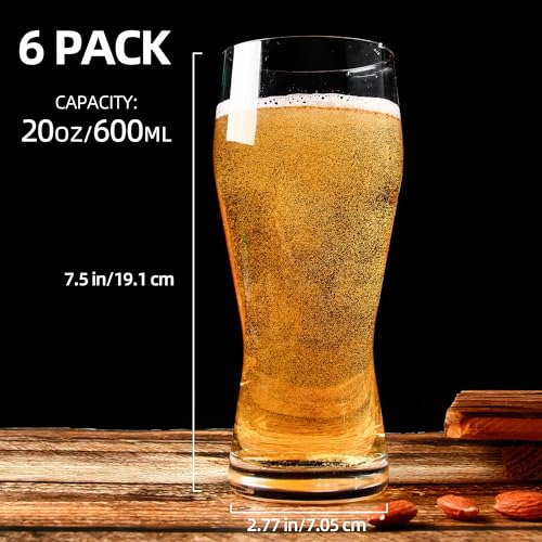 Juego De 6 Vasos De Cerveza De 590 Ml Clásicos Y Elegantes