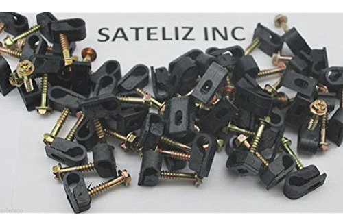 100 Clips Flexibles Sencillos Negros Con Tornillo De Cable R