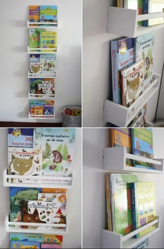 Imagen 4 de 7 de Estante Montesori Infantil Laqueado Flotante 60cm Libros