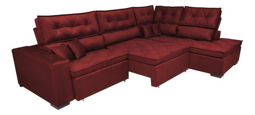 Sofá Canto Retrátil,reclinável Cama Inbox Platinum Vermelho Cor Vermelho