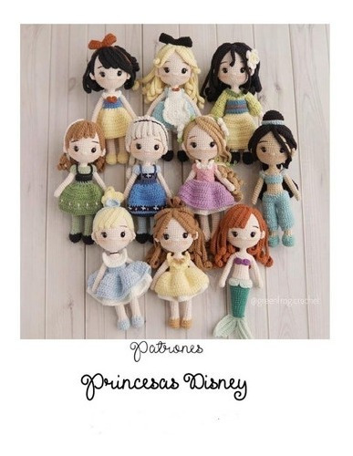 Pack Muñecas Amigurumi 17 Patrones Princesas Disney Español