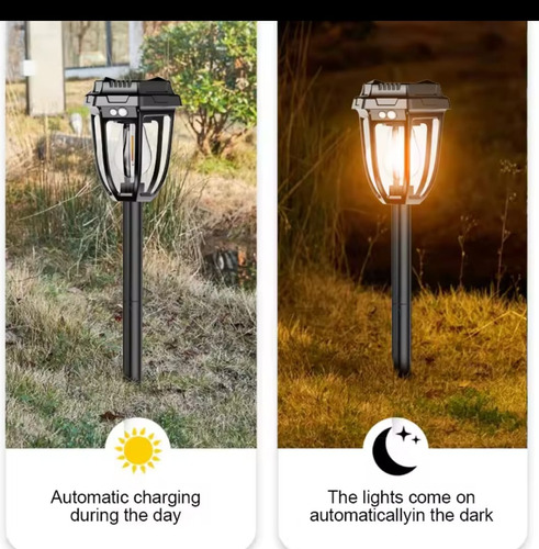 4 Luminárias Solar Jardim Espeto Luz Led Filamento C/ Sensor