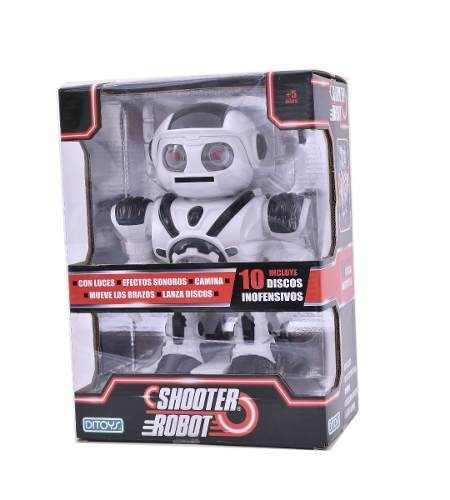 Shooter Robot Con Luz Y Sonido Lanza Discos Original Ditoys