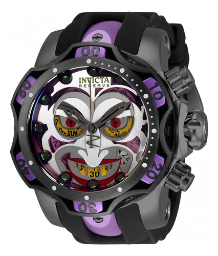 Invicta Venom 33813 Dc Comics Joker Joker Joker 52 mm, color original de la correa: negro, color del bisel, color negro, color de fondo blanco