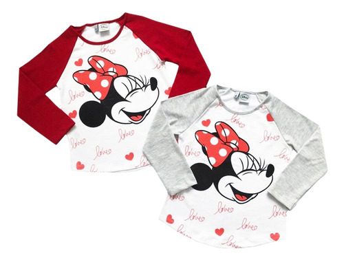 Remera Nena Bebé Manga Larga Mickey Minnie Original Disney