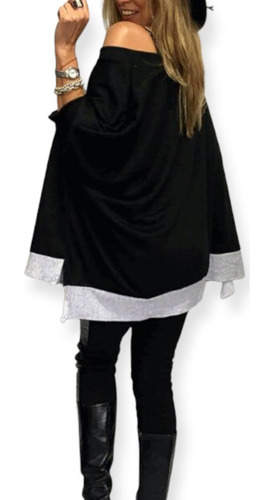 Imagen 2 de 3 de Poncho De Lanilla Amplio Talle Único