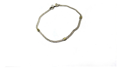 Pulsera Groumet Plana Maciza Plata 925 Y Oro