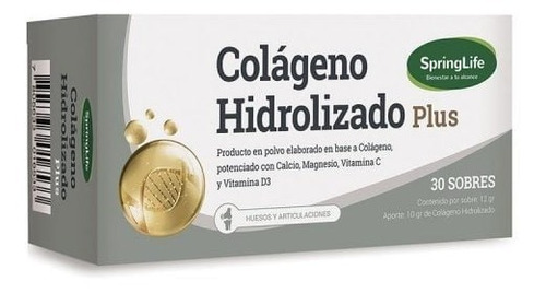 Colageno Hidrolizado Plus Sin Gluten 30 Sobres. Springlife