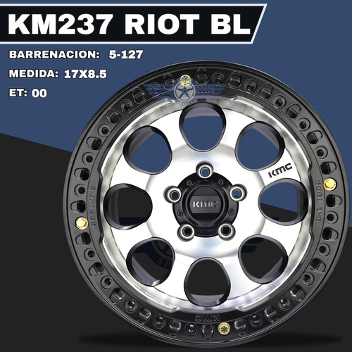 Rines 17 Kmc Riot Bl 5-127 Beadlock Wrangler Sahara Rubicon