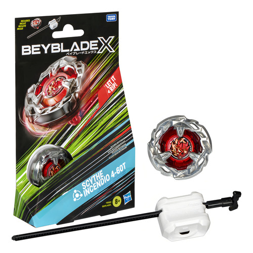 Trompo Beyblade X Kit Inicial Scythe Incendio 4-60t Rojo