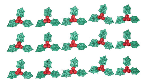 Hojas Y Tallos De Acebo Rojo, 1000 Unidades De Bayas Artific