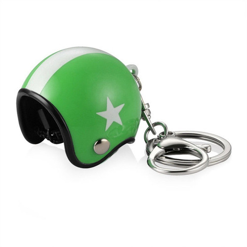 Llavero Mini Casco Moto Tipo Jet Cafe Racer Miniatura Verde