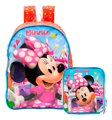 Mochila Costas Minnie Mouse Lancheira Infantil - Xeryus
