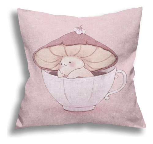 Little Mushroom In The Cup - Fundas De Almohada Cuadradas D