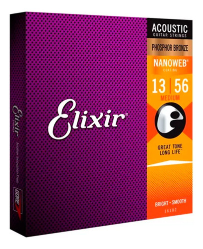 Cuerdas Elixir Acustica 16102 013-056 Phosphor Bronze 