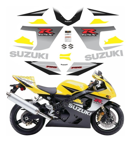 Kit Adesivos Decorativos Suzuki Gsxr 750 2005 Amarela/preta