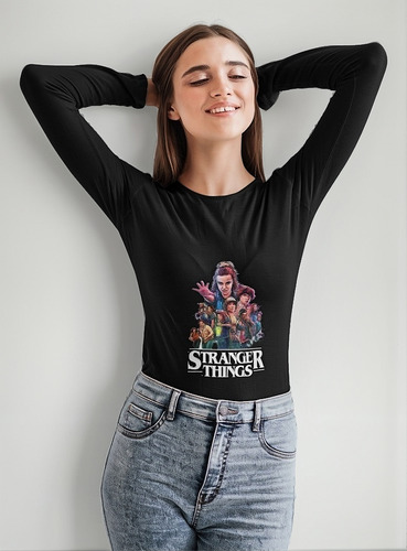 Polera Larga Stranger Things Helfire Club Poder Estampado