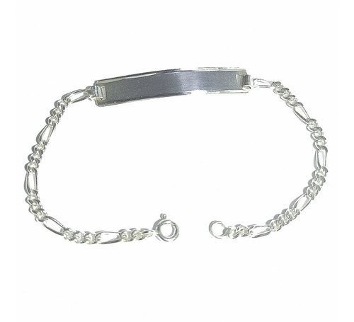 Pulsera Plata Identidad Bebe Niño Niña Grabada Ambos Lados Diámetro 1 Cm Largo 16 Cm
