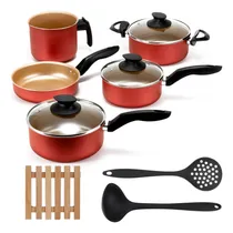 Comprar Jogo Panelas 05 Pçs + 05 Descansos + Concha + Escumandeira