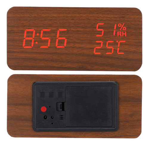 Despertador Led Digital, Mesa De Controle De Voz De Madeira