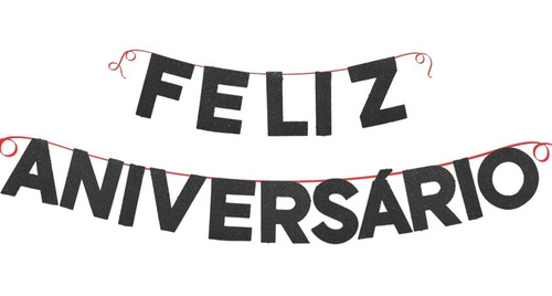 Faixa Decorativa - Feliz Aniversário Preta E V A Com Glitter