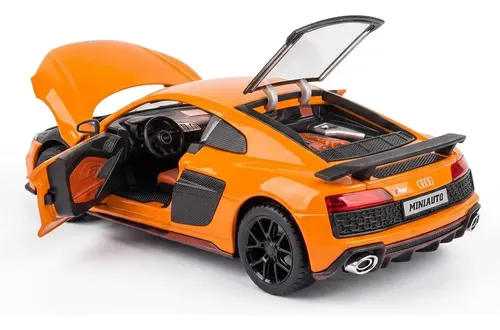 Carrinho Miniatura Audi R8 V10 Metal Com Luz Led E Som 1/24