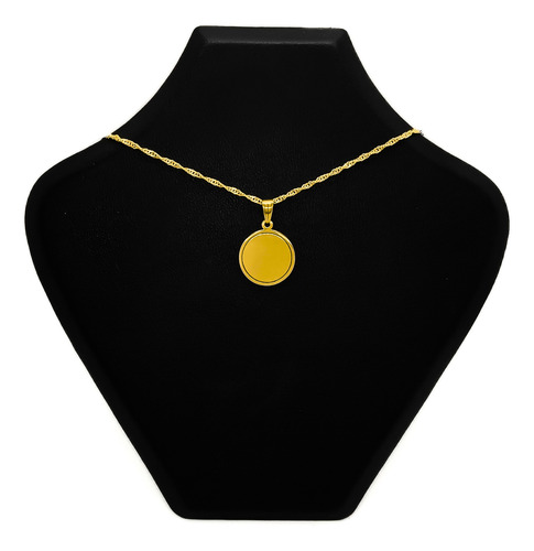 Cadena Y Dije Medalla Para Grabar 1,5 Cm Oro 18k Oro 18k 45 Cm