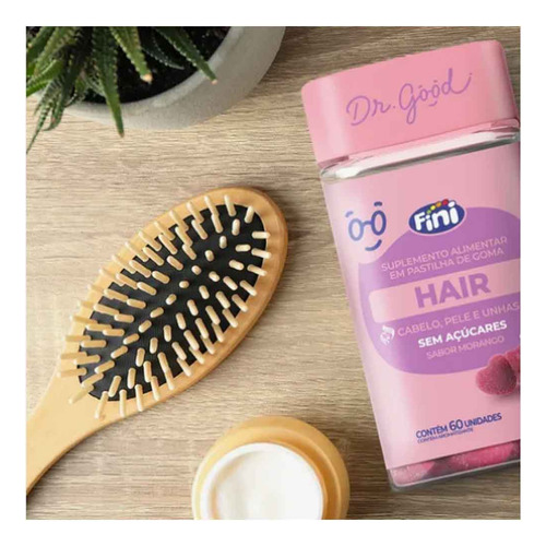 Dr Good Fini Hair Cabelo Pele Unhas Sem Açúcar Morango 60 Un