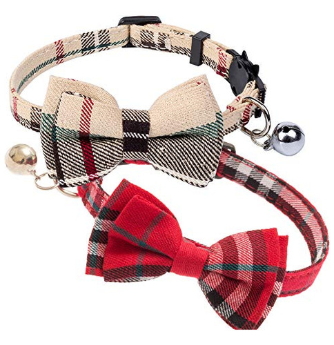 Lindo Collar De Pajarita Para Gato Breakaway Con Campana, Pa