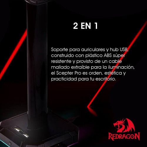 Imagen 6 de 10 de Base Para Auricular Gamer Redragon Ha300 Specter Pro Rgb