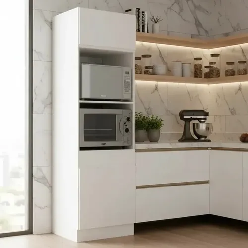 Portahorno Despensero Armario Organizador Microondas Cocina Blanco/dorado