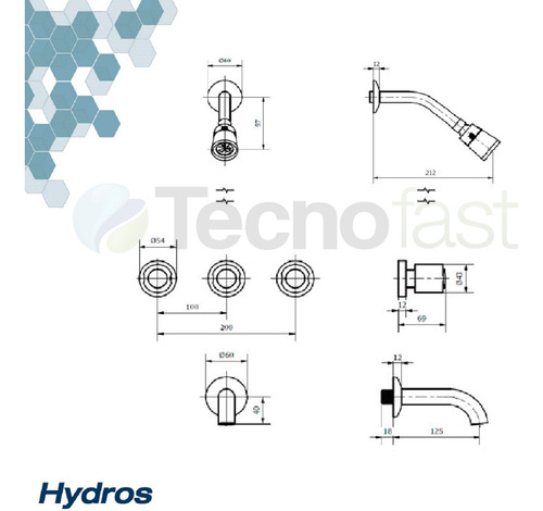 Imagen 3 de 7 de Griferia Ducha Hydros Con Transferencia Baño Viva Plus