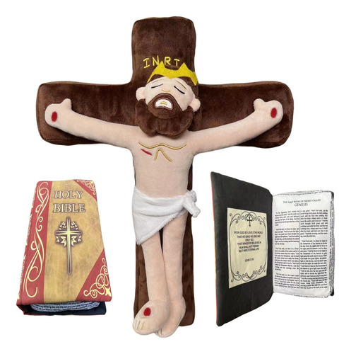 2pcs/set Cross Jesus Holy Bible Book Peluche Muñeca Regalo