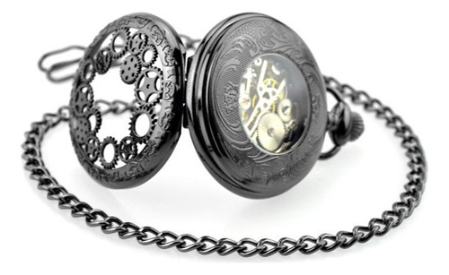 Reloj De Bolsillo Con Esqueleto Mecánico Antiguo Enrollado,